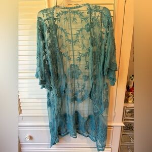 Turquoise See Through Kimono Size L
